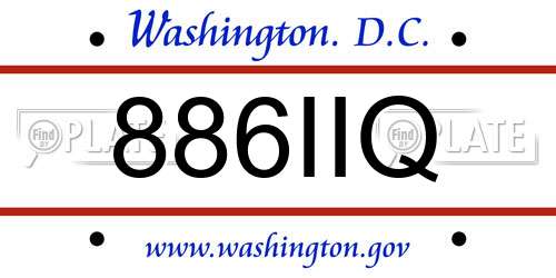 886IIQ District Of Columbia License Plate