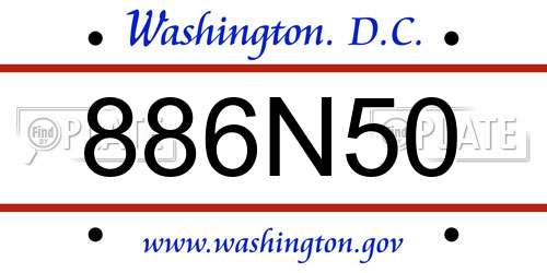 886N50 District Of Columbia License Plate