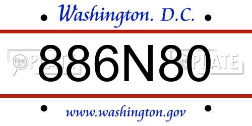 886N80 District Of Columbia License Plate