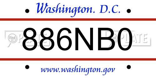 886NB0 District Of Columbia License Plate
