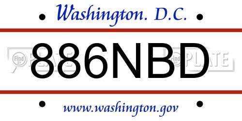 886NBD District Of Columbia License Plate
