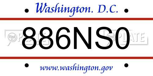 886NS0 District Of Columbia License Plate