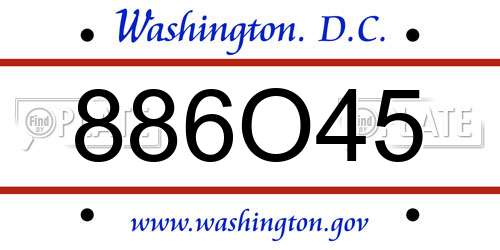 886O45 District Of Columbia License Plate