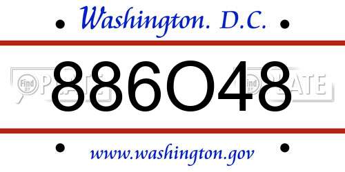 886O48 District Of Columbia License Plate