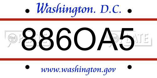 886OA5 District Of Columbia License Plate