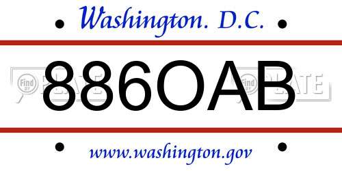 886OAB District Of Columbia License Plate
