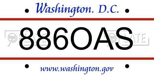 886OAS District Of Columbia License Plate
