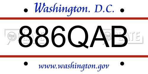 886QAB District Of Columbia License Plate