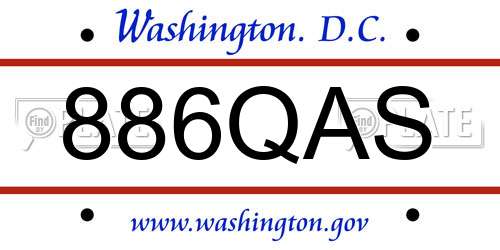 886QAS District Of Columbia License Plate