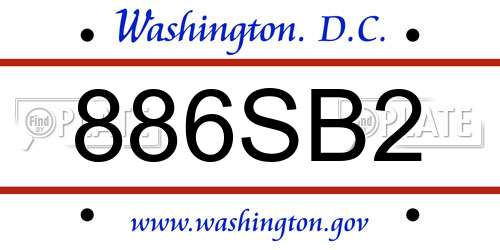 886SB2 District Of Columbia License Plate
