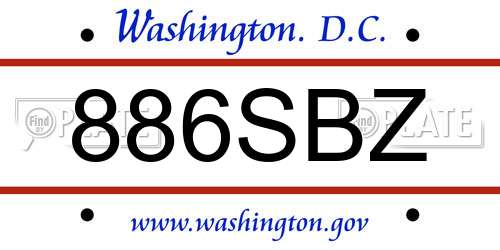886SBZ District Of Columbia License Plate