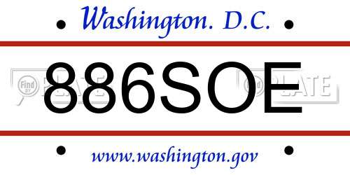 886SOE District Of Columbia License Plate