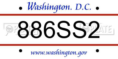 886SS2 District Of Columbia License Plate