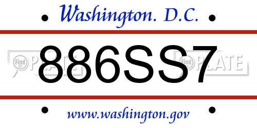 886SS7 District Of Columbia License Plate