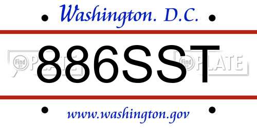 886SST District Of Columbia License Plate
