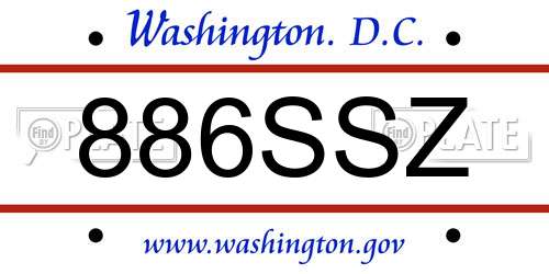 886SSZ District Of Columbia License Plate