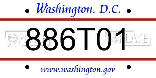 886T01 District Of Columbia License Plate
