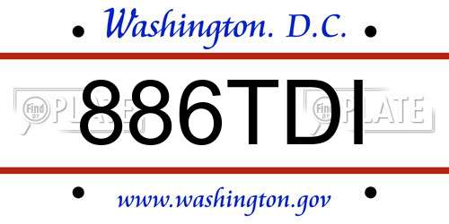 886TDI District Of Columbia License Plate