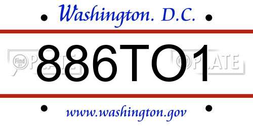 886TO1 District Of Columbia License Plate