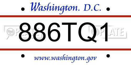 886TQ1 District Of Columbia License Plate