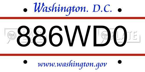 886WD0 District Of Columbia License Plate