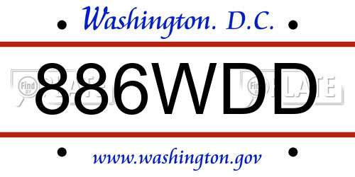 886WDD District Of Columbia License Plate