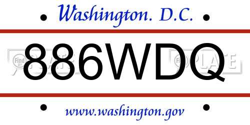 886WDQ District Of Columbia License Plate