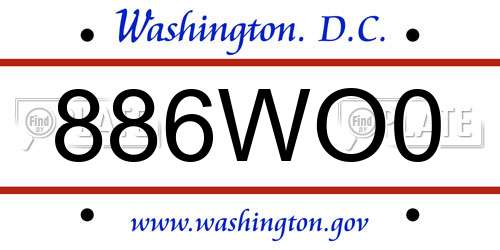 886WO0 District Of Columbia License Plate