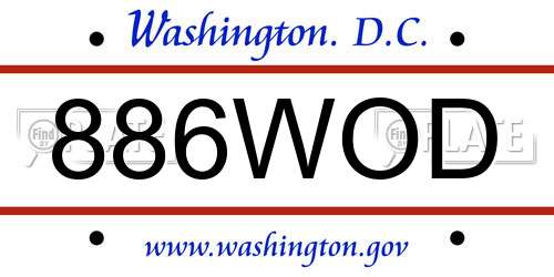 886WOD District Of Columbia License Plate