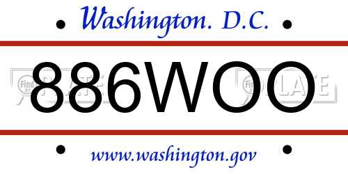 886WOO District Of Columbia License Plate