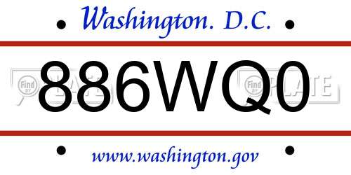 886WQ0 District Of Columbia License Plate