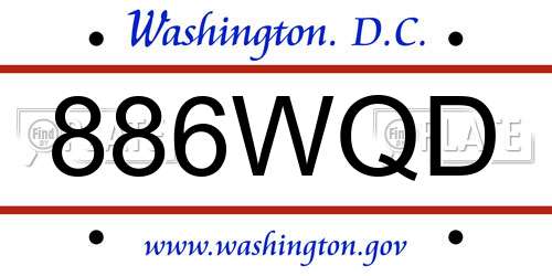 886WQD District Of Columbia License Plate