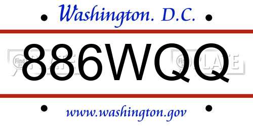 886WQQ District Of Columbia License Plate