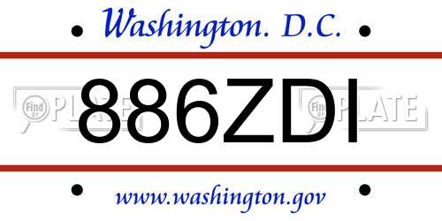 886ZDI District Of Columbia License Plate