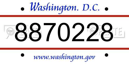 8870228 District Of Columbia License Plate