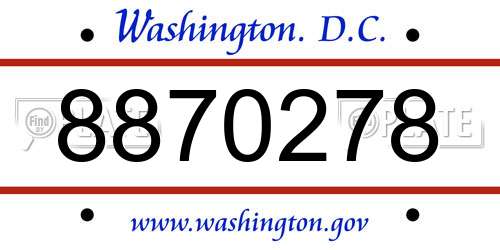 8870278 District Of Columbia License Plate
