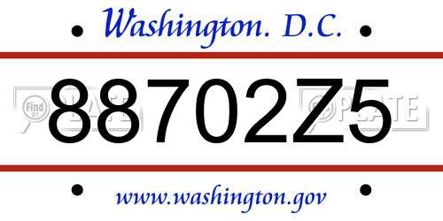 88702Z5 District Of Columbia License Plate