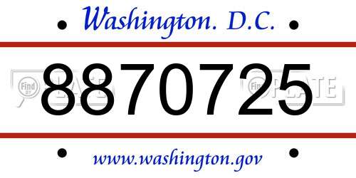 8870725 District Of Columbia License Plate