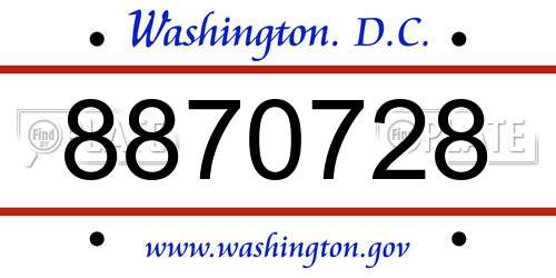 8870728 District Of Columbia License Plate