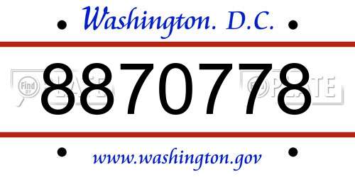 8870778 District Of Columbia License Plate