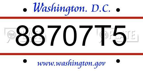 88707T5 District Of Columbia License Plate
