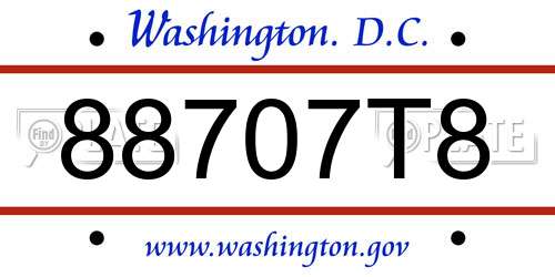 88707T8 District Of Columbia License Plate
