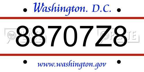 88707Z8 District Of Columbia License Plate