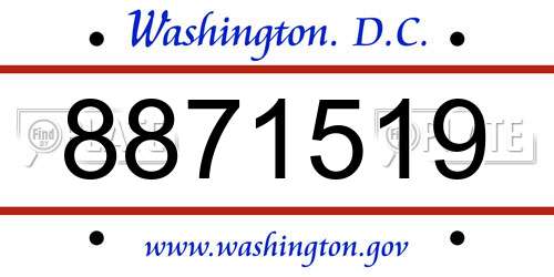 8871519 District Of Columbia License Plate