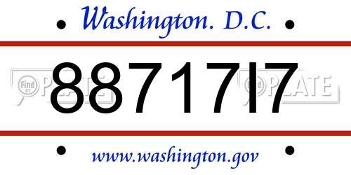 88717I7 District Of Columbia License Plate