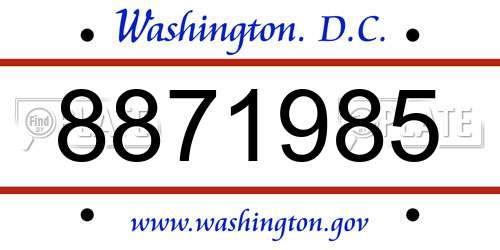 8871985 District Of Columbia License Plate