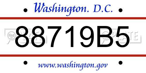 88719B5 District Of Columbia License Plate