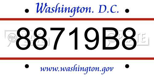 88719B8 District Of Columbia License Plate
