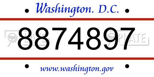 8874897 District Of Columbia License Plate