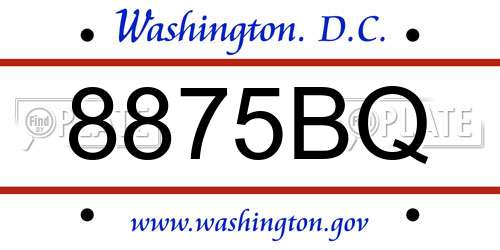 8875BQ District Of Columbia License Plate
